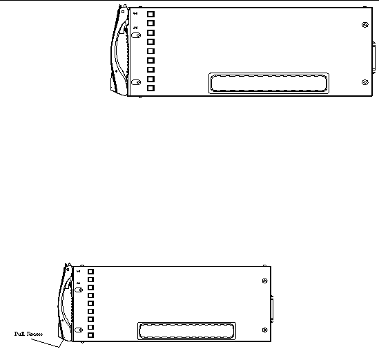 Diagram showing a side view of a blade, with an arrow pointing to the pull recess.