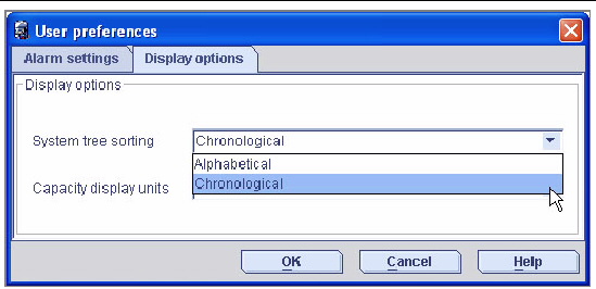 Figure that displays how to sort systems in the Enterprise view.