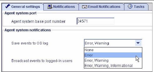 Figure of the Agent General Settings window.