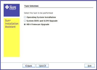 task firmware sia upgrade perform blade remote local using ilom hba bios either select system next click