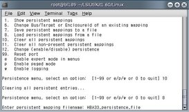 Figure showing lsiutil persistence menu option 8 screen.