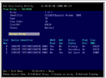 Figure showing the View Array screen.