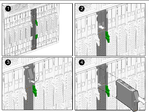 Figure showing hard disk drive removal when server module is installed in chassis