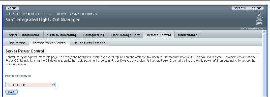 Graphic showing the server power control page.