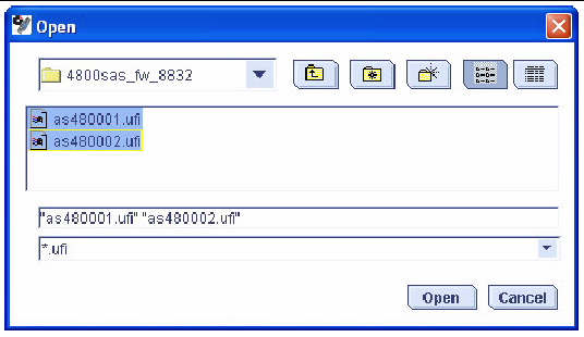 Screen shot of the Open window.