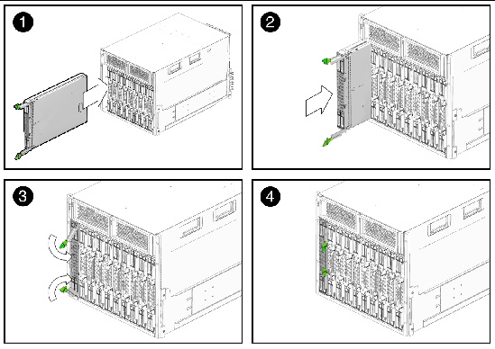 Graphic inserting the blade into the chassis