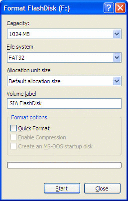 Graphic showing Windows Format FlashDisk dialog.