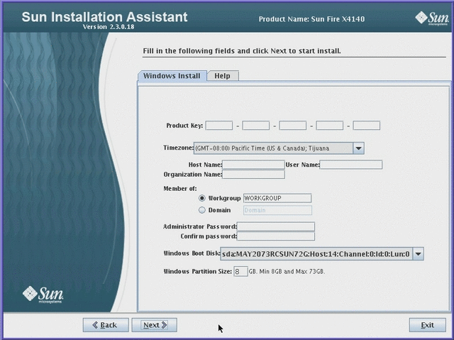 Graphic showing Windows Server 2003 product information screen.