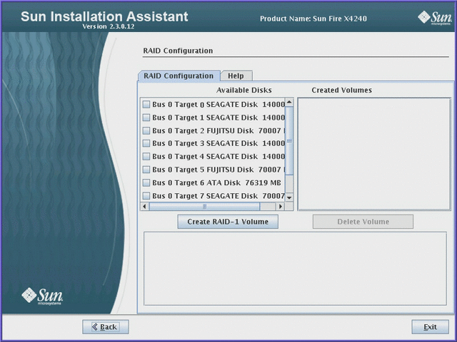 Graphic showing initial RAID Configuration page.