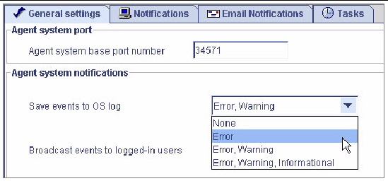 Figure of the Agent General Settings window.