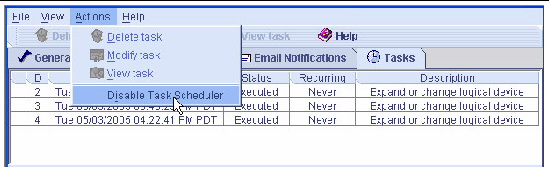 Screen shot of the Disable Task Scheduler menu option.