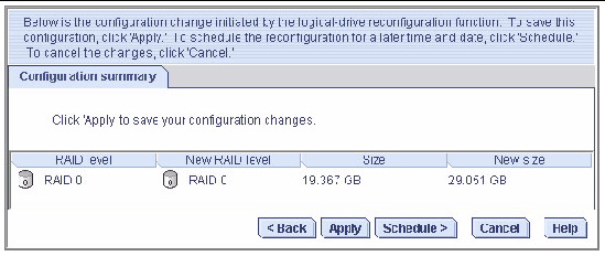 Screen shot of the Configuration Summary window.