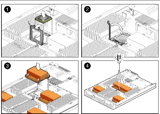 Figure showing heatsink and CPU installation