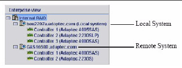 Screen shot shows the local and remote system.