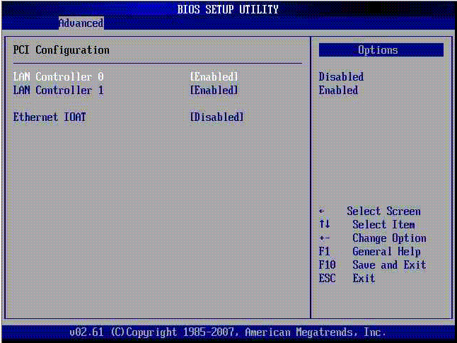 Screenshot of the BIOS Setup Utility Advanced PCI Configuration screen.