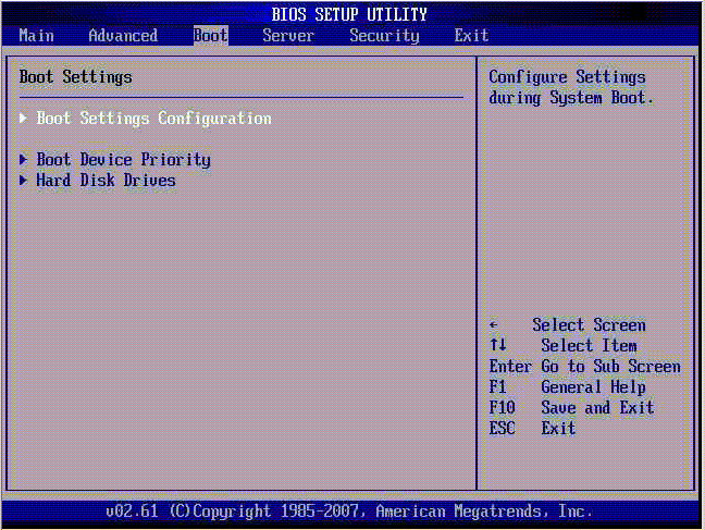 Screenshot of the BIOS Setup Utility Boot Sscreen.
