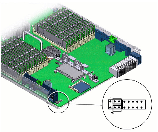 Illustration showing the location of jumper J42 on the motherboard.