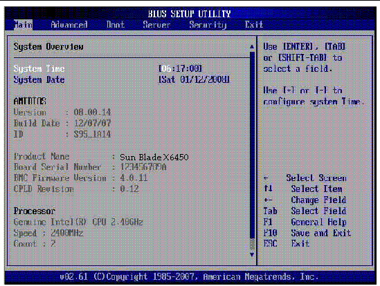 Screenshot of the BIOS Setup Utility Main screen.