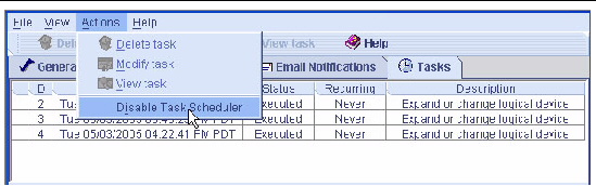 Screen shot of the Disable Task Scheduler menu option.