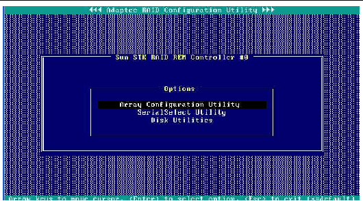 Adaptec RAID controller utility (ARCU) initial view.