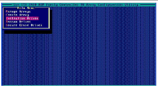 Adaptec RAID controller utility (ARCU) initial view.