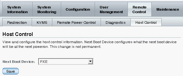 Host Control Page