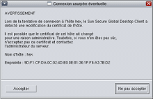 Capture d'écran du message de connexion usurpée