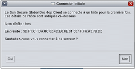 Capture d'écran de la boîte de dialogue de connexion initiale non autorisée