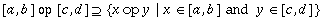 [a,b] op [c,d] is a superset of x op y where x is an element of [a,b] and y is an element of [c,d]