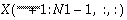 X(\frac{N1}{2}+1:N1-1,:, [:)]