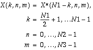 X(k,n,m)=X^{\star }(N1-k,n,m),