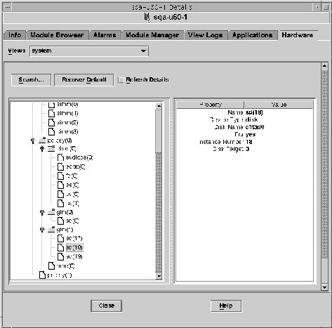 Details window with Hardware tab selected shows logical view for a disk.