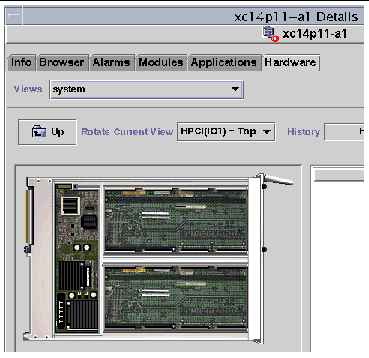 Screen capture of domain Physical View of the top of an HPCI board. 