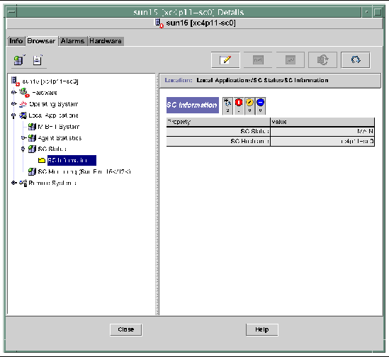 Screen capture of SC Information panel showing MAIN status.