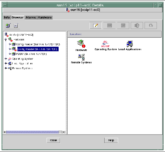 Screen capture of the Browser tab in the platform Details window, showing the Config Reader icon.