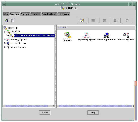 Screen capture of the Browser tab in the domain Details window, showing the Config Reader icon.