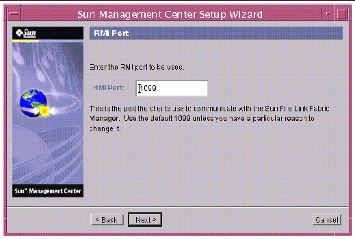 Screen capture of the RMI Port panel. 