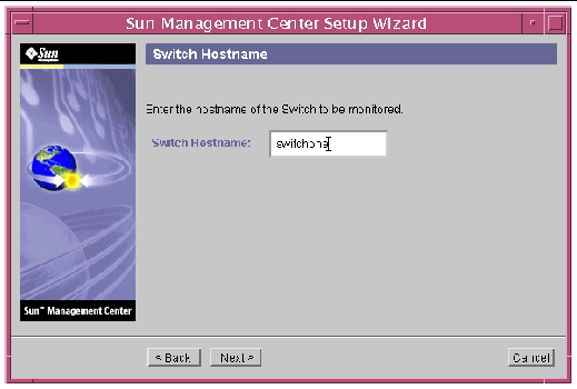 Screen capture of the Switch Hostname panel. 