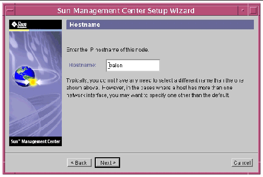 Screen capture of the Hostname panel. 