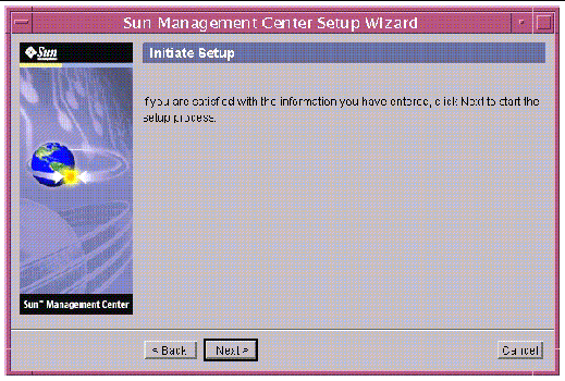 Screen capture of the Initiate Setup panel. 