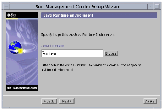 Screen capture of the Java Runtime Environment panel. 