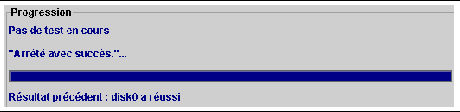 Screen shot of the Progress panel and messages from a test in progress.