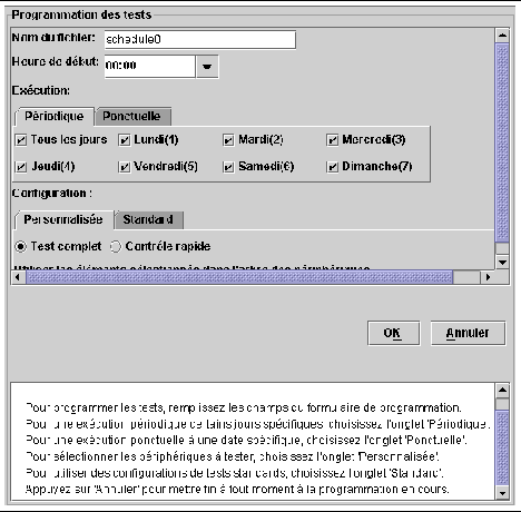 Screen shot showing the Schedule Form. Fields are test name, start time, run schedule, and configuration options.