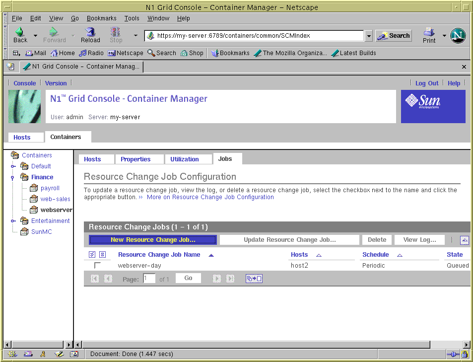 Screen captures of Resource Change Job table. Surrounding text describes the context.