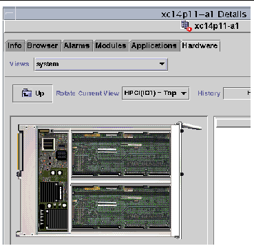 Screen capture of domain Physical View of the top of an HPCI board. 