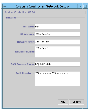 Screen capture of the System Controller Network Setup panel. 