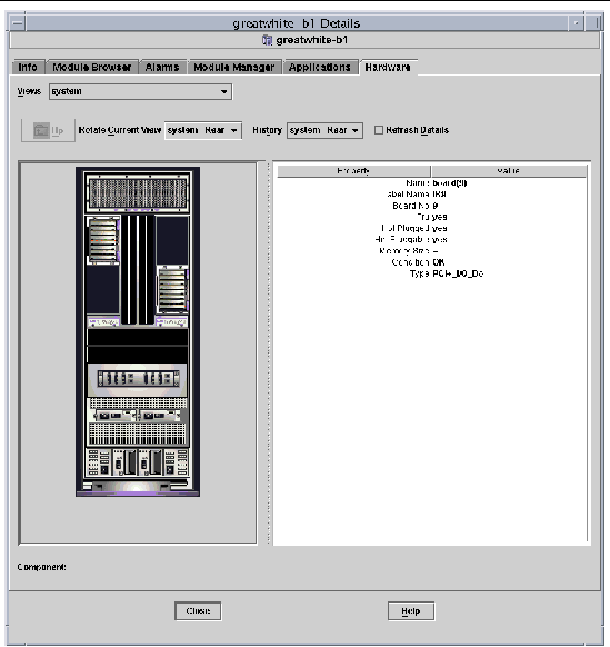 Screen capture of a physical view of a PCI+ board in a domain. 