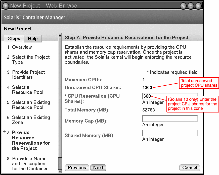 Assign project CPU shares to a project