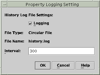 Dialog box titled Property Logging Setting. The context
describes the graphic.