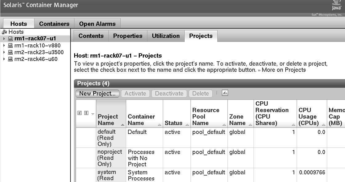 ホスト表示の「新規プロジェクト」ボタンを示すスクリーンキャプチャ。周りのテキストがコンテキストを表します。